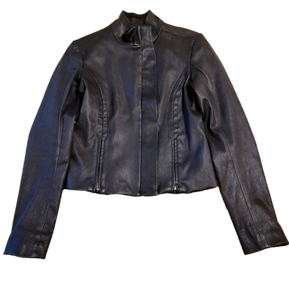 Theory Women's 100% Lamb Black Zip Up Longsleeved High Collared Jacket Size 4